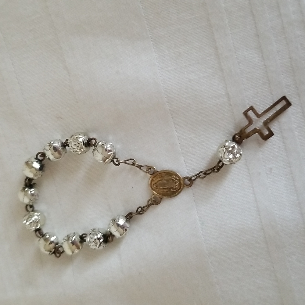 Vintage Catholic Silver Prayer Beads